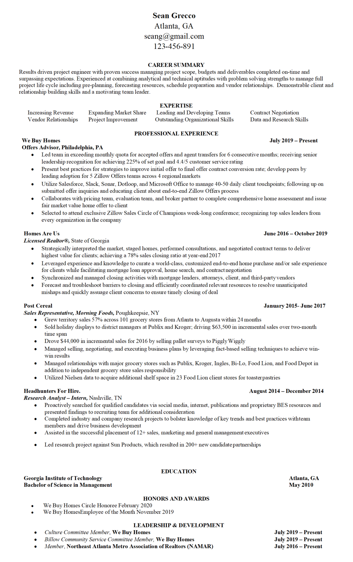 Sample Resumes - Resume Review Services